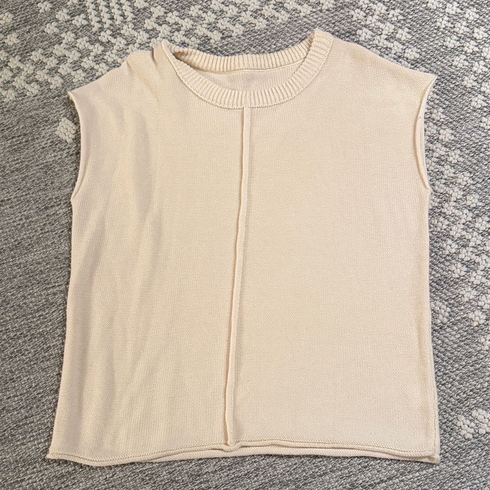 Sleeveless Knit Top in Light Beige - Classic Casual